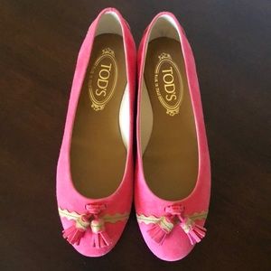 Tod’s ballerina gomma qs suede flats in pink size 36.5 NIB